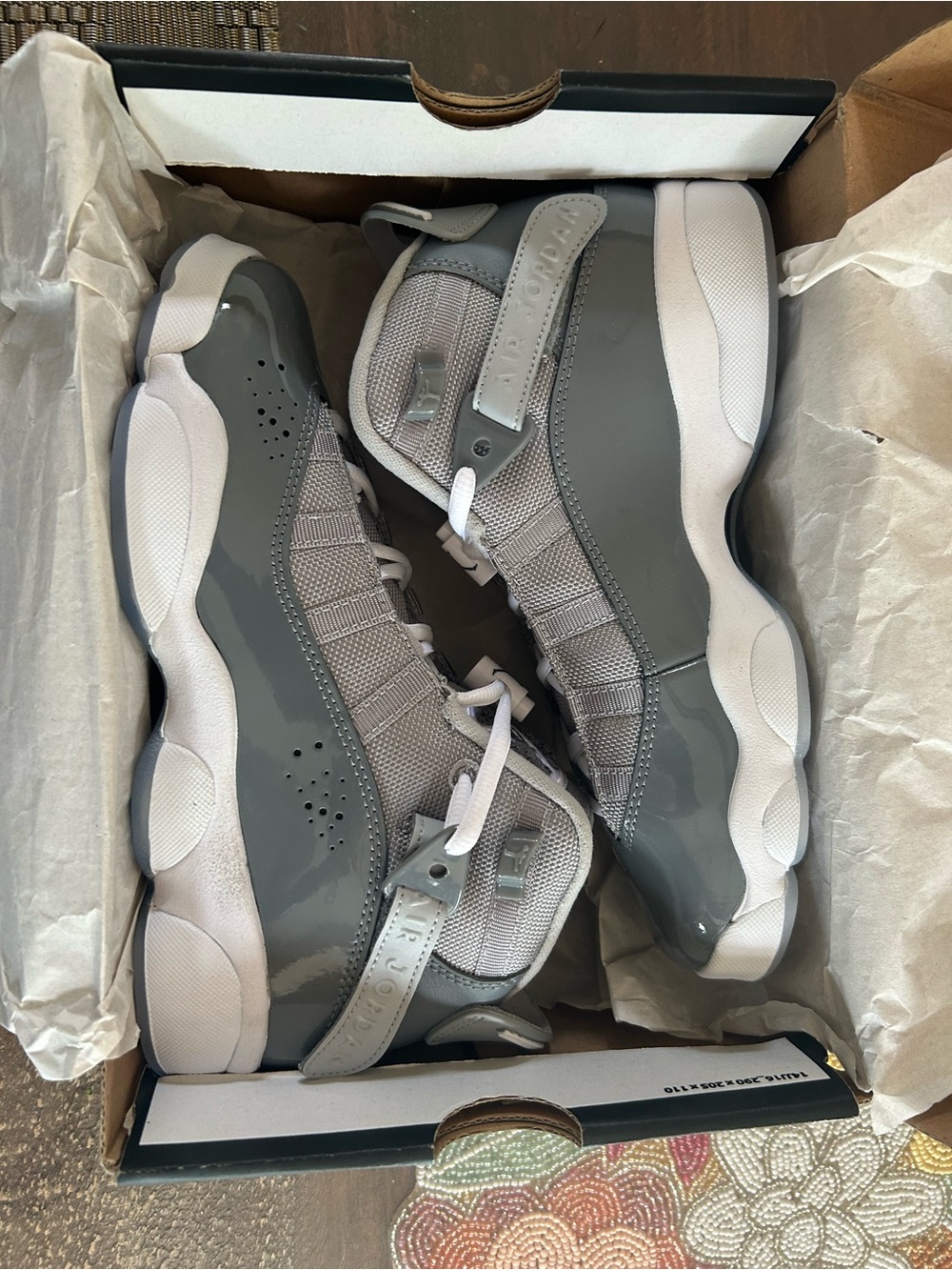Jordan Kids Grey and White Low-Top Sneakers